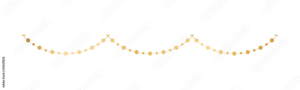 Golden Lights Garland, Festive Birthday, Christmas Party celebration, Hanging buntings garlands vector illustration Golden Lights Garland, Festive Birthday, Christmas Party celebration, Hanging buntings garlands vector illustration