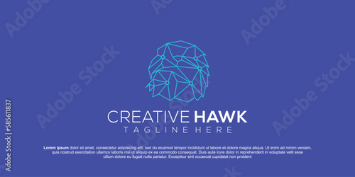 eagle with technology logo design illustration