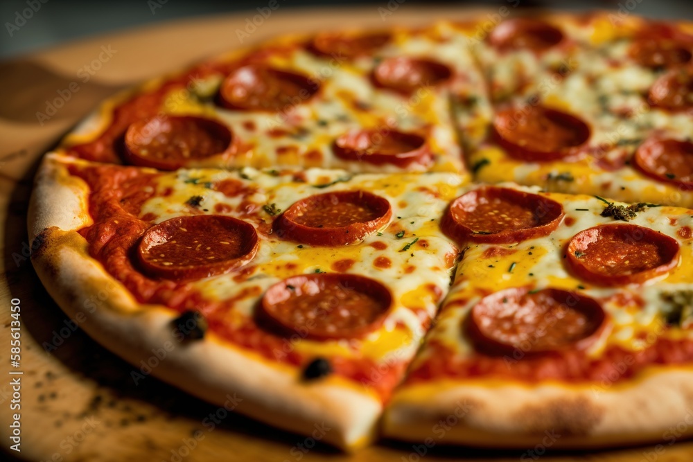 pizza on a table, isolated pizza close-up