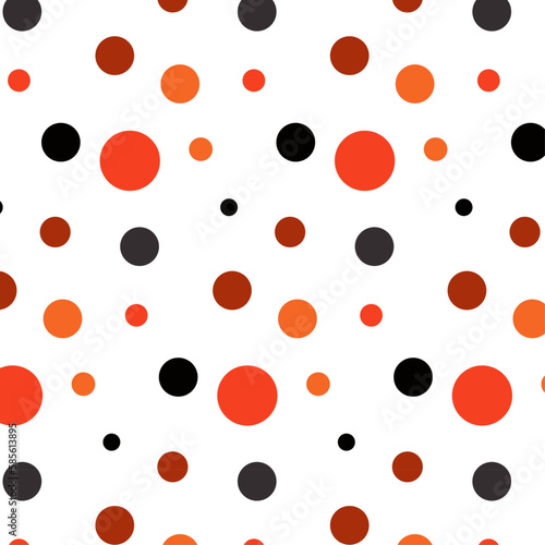 Seamless pattern of colored circles of different sizes on a white background. Abstract vector illustration