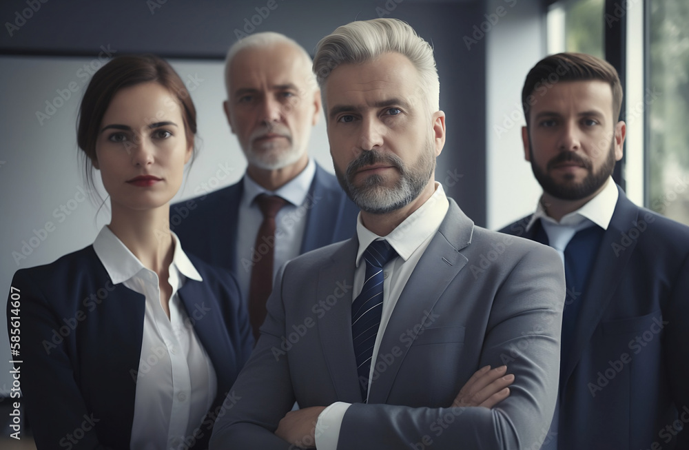 Portrait of business people standing in the office, created with Generative AI Portrait of business people standing in the office, created with Generative AI