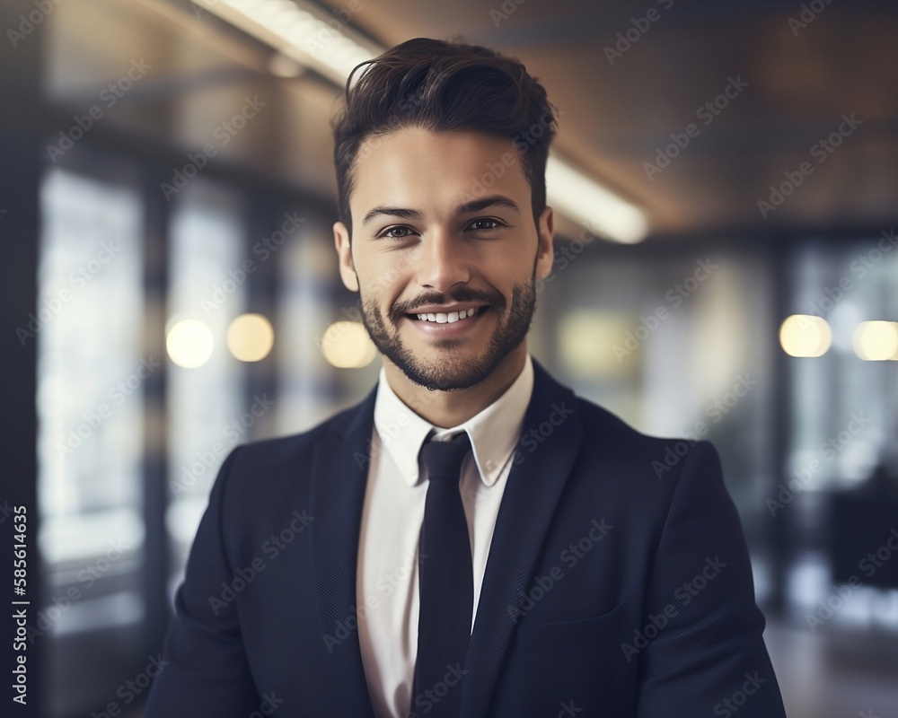 Portrait of young a businessman, created with Generative AI