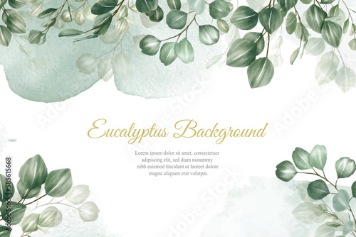 greenery wedding invitation design with eucalyptus arrangement