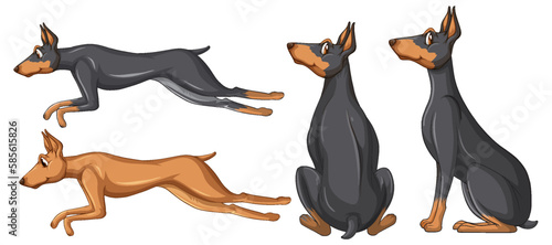 Set of cute dog cartoon