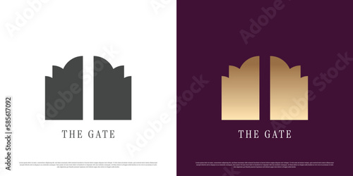 Luxury gate logo design illustration. Turnstile gate silhouette creative idea. Home exterior property design. Suitable for real estate building business logo.