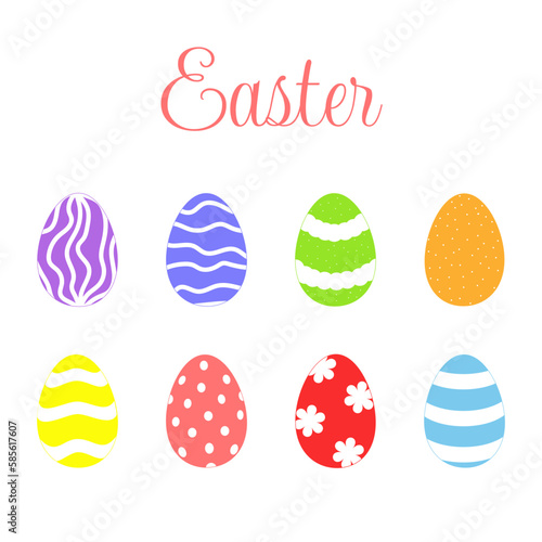 Vector illustration. Set of Easter eggs in a flat style on a white background.