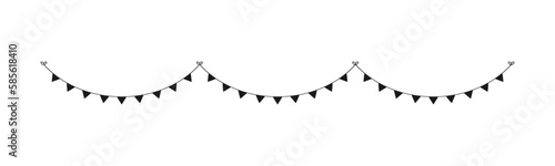 Blank banner, bunting garland silhouette template for scrapbooking parties and events vector illustration