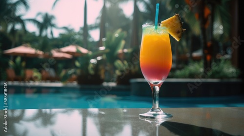 Colorful Escape  A Tropical Cocktail with a Rainbow of Fruits  AI-Generated