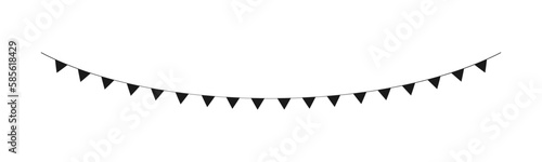 Flag banner, bunting garland silhouette template for scrapbooking parties and events vector illustration