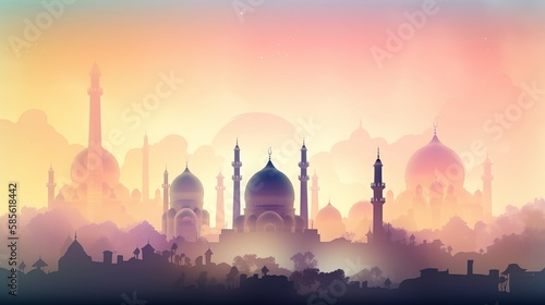 Mosque Pastel Background - Generative AI