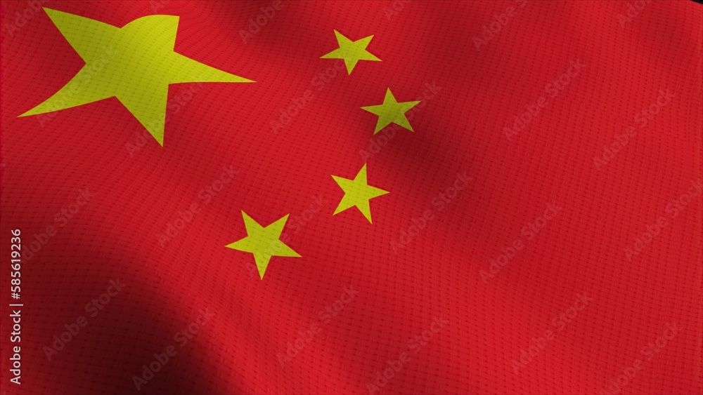 close up waving flag of China.  flag symbol of China. 3d illustration flag of China