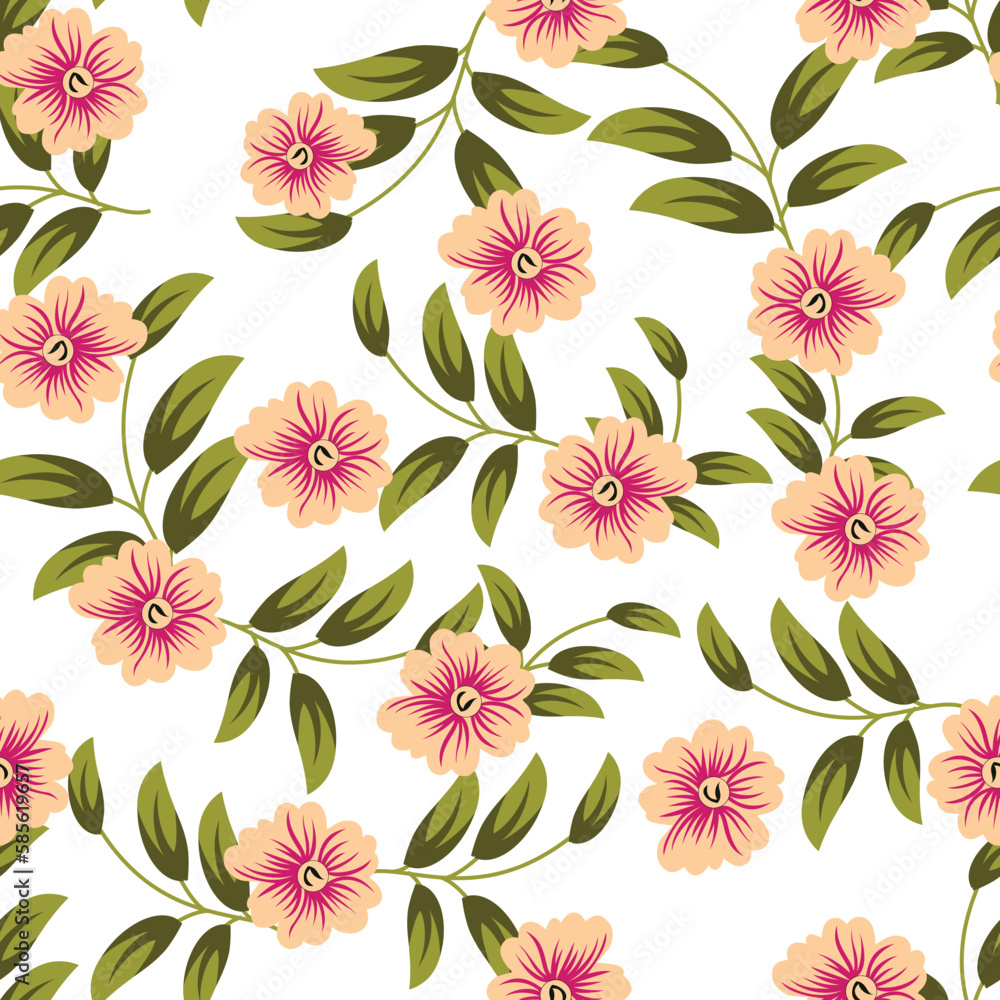 Obraz premium seamless small vector flower design pattern on black background