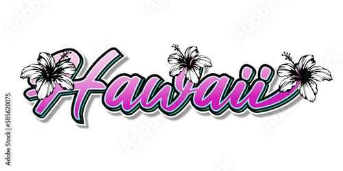 hawaii aloha beach typography editable text effect summer style template design flower doodle ornament