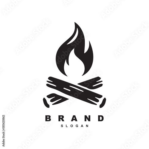 Silhouette campfire or bonfire logo design vector template