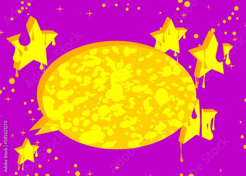 Purple and Yellow Graffiti Speech Bubble Background. Abstract modern street art banner decoration performed in urban painting style.