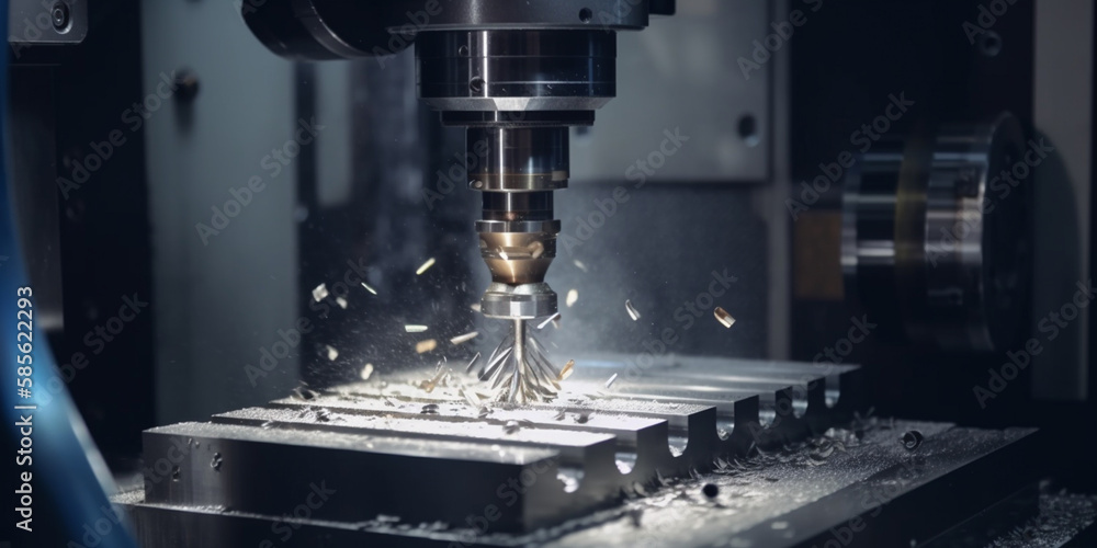 Metalworking cnc milling machine. close up Generative AI Metalworking cnc milling machine. close up Generative AI