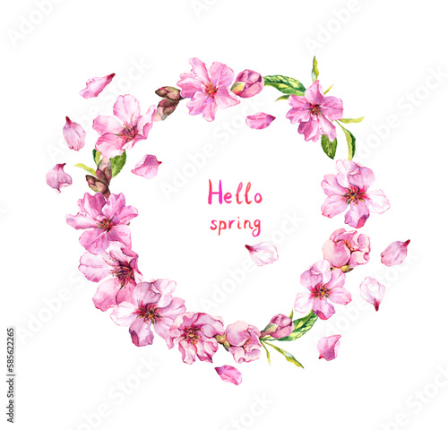 Cherry blossom wreath with text 