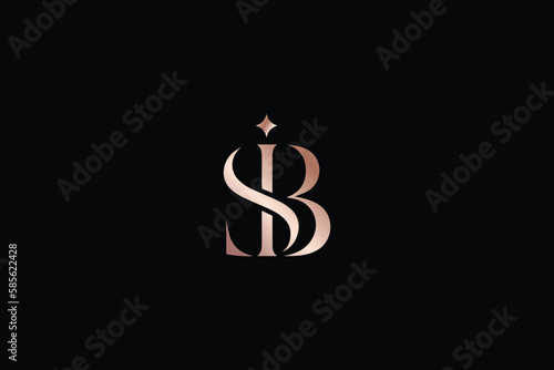SIB letter minimal with golden typography minimal brand logo design, sib lettering, sib icon, sb elegant
 photo