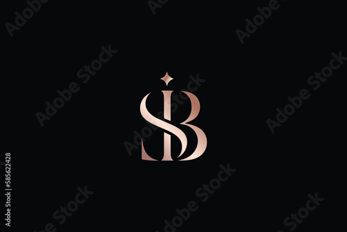 SIB letter minimal with golden typography minimal brand logo design, sib lettering, sib icon, sb elegant
