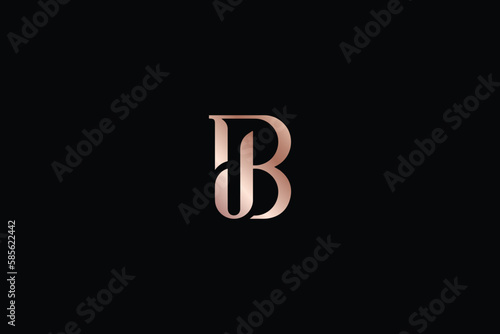 UB letter minimal with golden typography minimal brand logo design, ub fashion icon, ub luxury logo, ub lettering