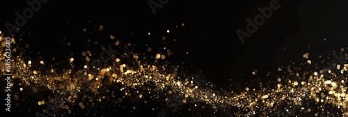 Abstract black background with gold particles, generative AI
