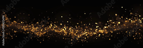 Abstract black background with gold particles, generative AI