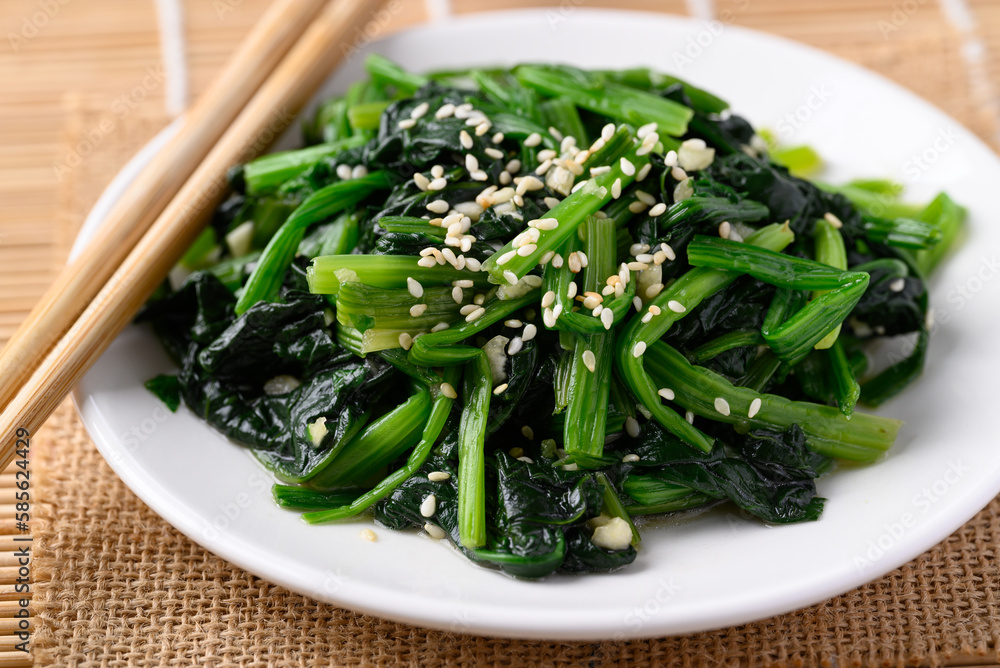 Korean spinach salad (Sigeumchi namul), Korean side dish Korean spinach salad (Sigeumchi namul), Korean side dish