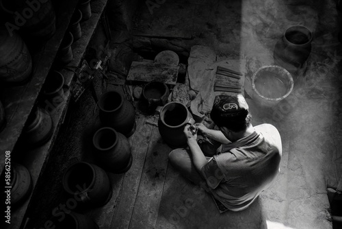 Handmade pottery is a precious cultural feature in the Folk Houses on Hathpace in Kashgar