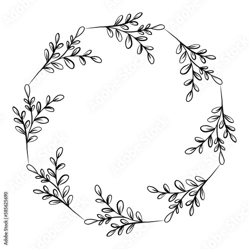 Hand drawn floral wreath illustration