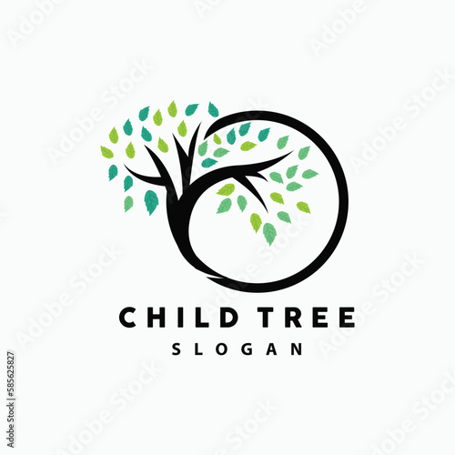 Tree Logo, Life Balance Education Vector, Luxurious Elegant Simple Tree Design, Playground Illustration Icon