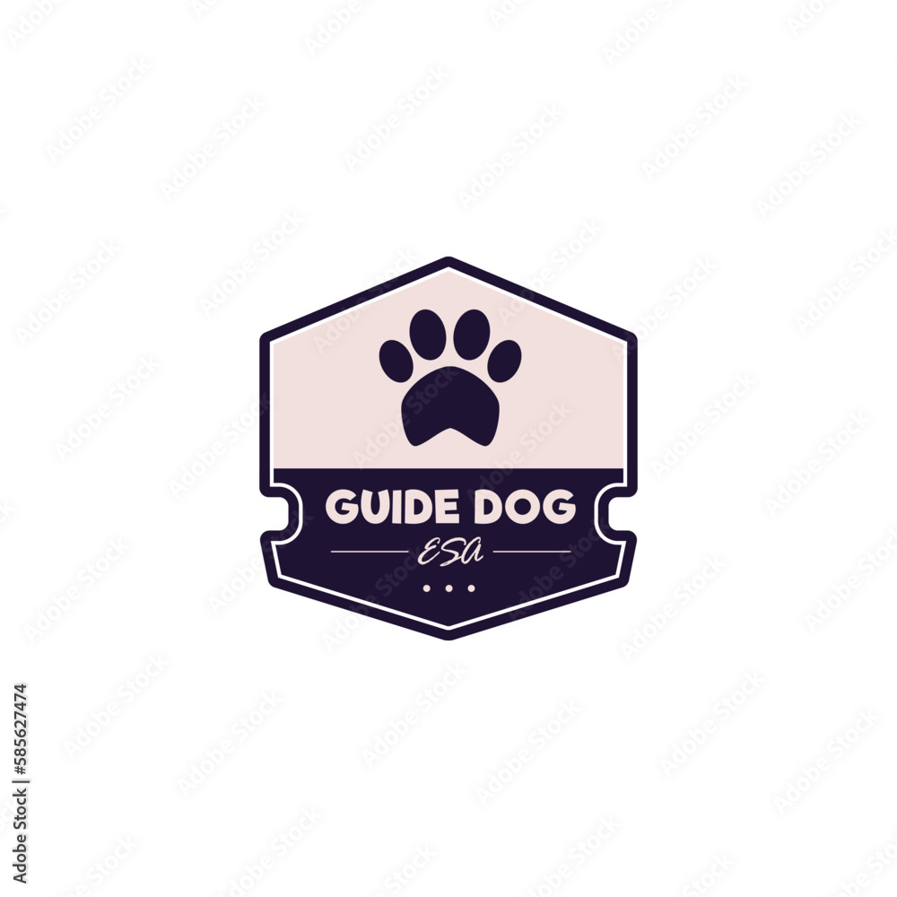 Guide dog badge or sticker, flat vector illustration isolated on white background. Guide dog badge or sticker, flat vector illustration isolated on white background.