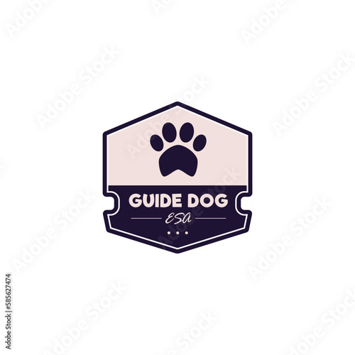 Guide dog badge or sticker, flat vector illustration isolated on white background.