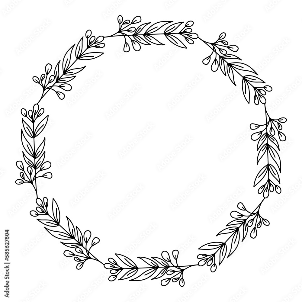Hand drawn floral wreath illustration Hand drawn floral wreath illustration