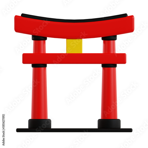 japanese tori gate 3d icon