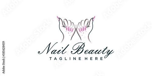 Logo nail beauty or nail polish icon logo design for beauty salon with unique concept Premium Vector