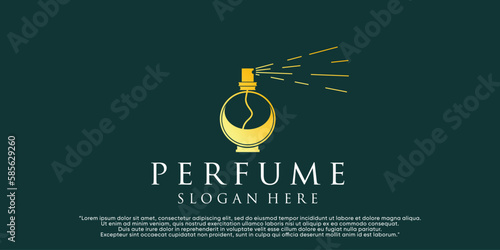 Vector minimalist simple bottle perfume logo with design unique Premium Vector