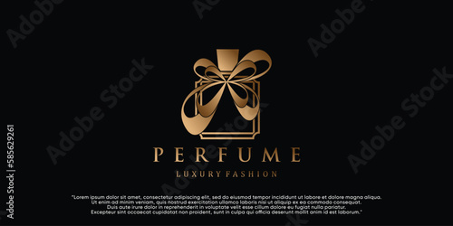 Vector minimalist simple bottle perfume logo with design unique Premium Vector