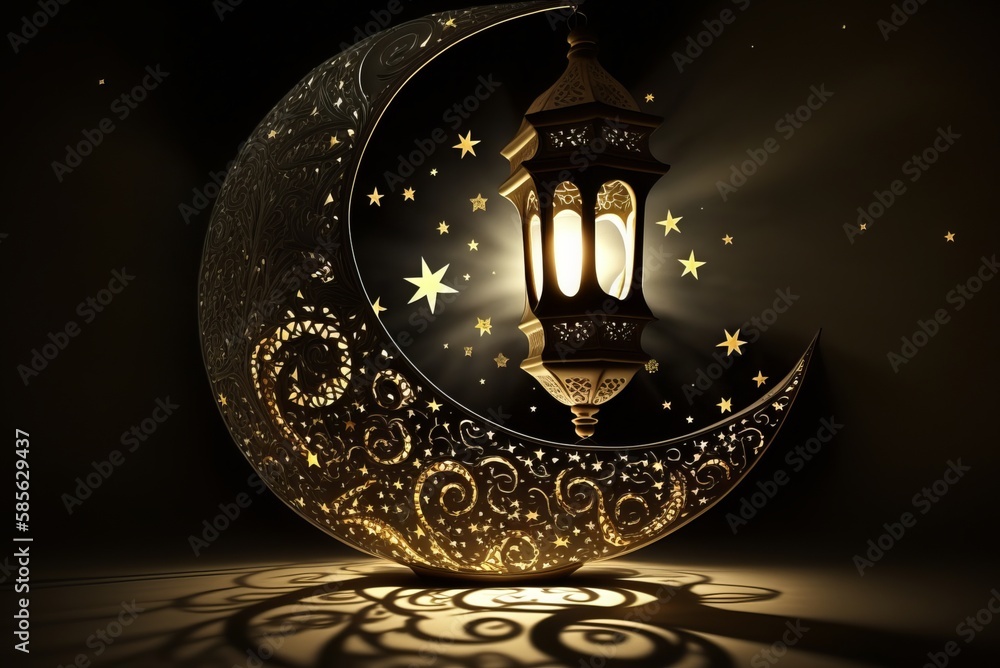 ramadan kareem light lamp with moon and stars