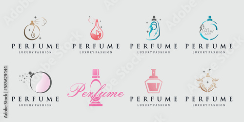 Vector luxury collection of perfume logo template with gradient color inspiration perfume bottle logo Premium Vector