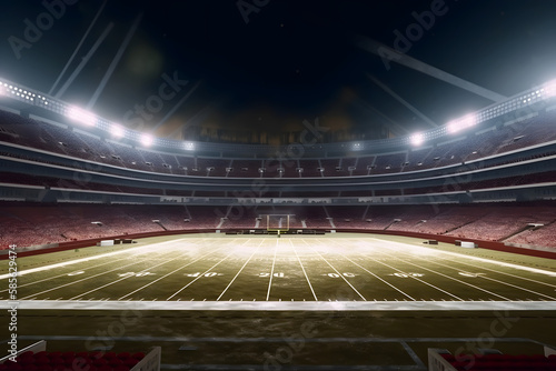 The stadium at night with bright lights, generative AI