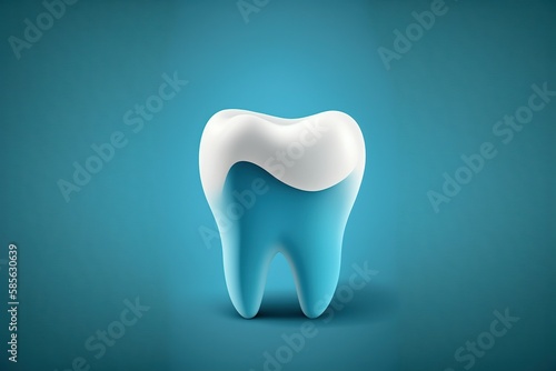 3d tooth isolated on light blue background