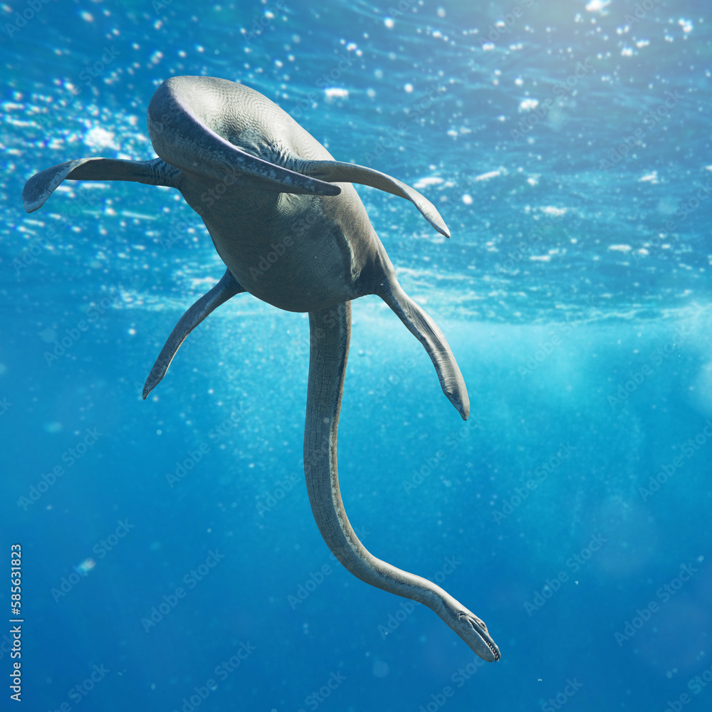 Elasmosaurus, a long-necked plesiosaur from the Late Cretaceous period ...