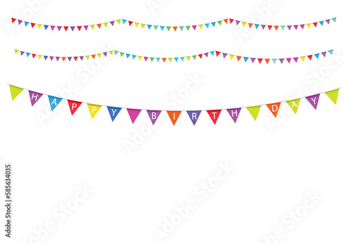 flags party decoration for happy birthday Flat and Isolated design Vector illustration