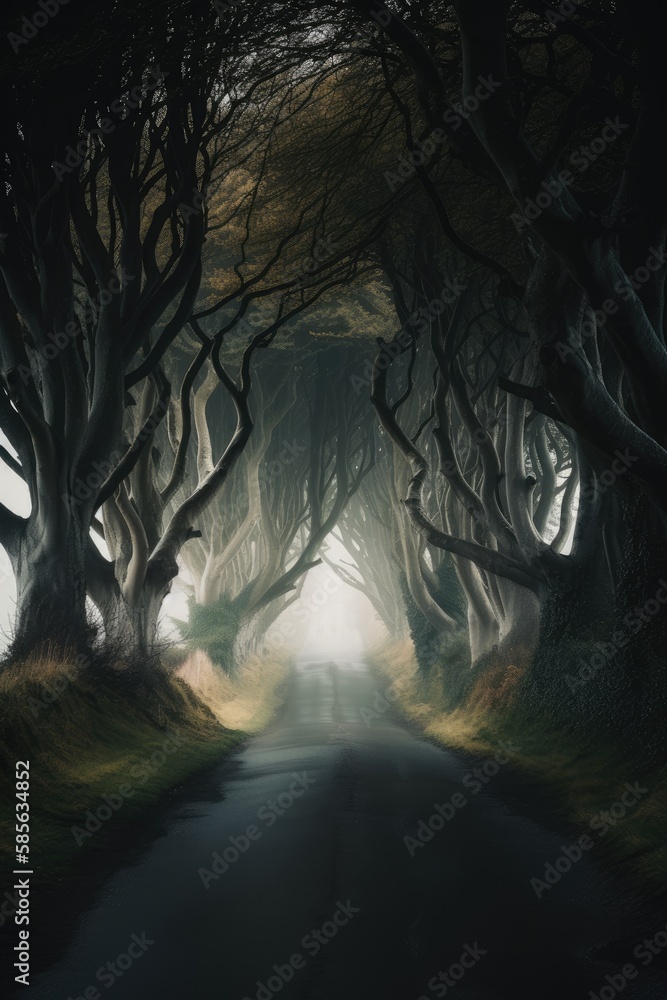 Dark Hedges. Incredible and breathtaking Ireland. Generative AI Dark Hedges. Incredible and breathtaking Ireland. Generative AI