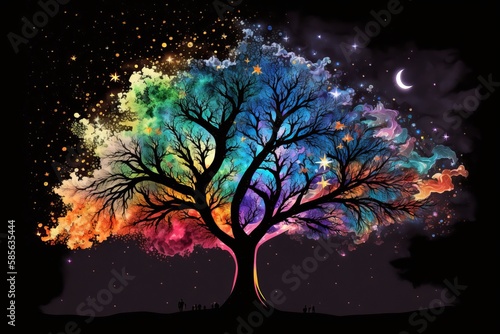 the tree of life stars in the night sky © supatthanan