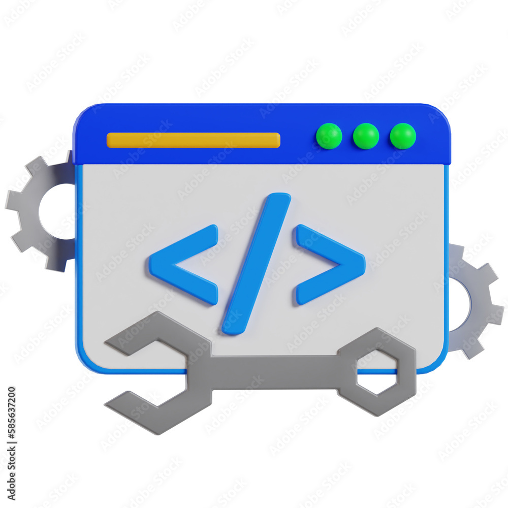 Web development concept 3d icon. Idea of coding and programming interface. Web development concept 3d icon. Idea of coding and programming interface.