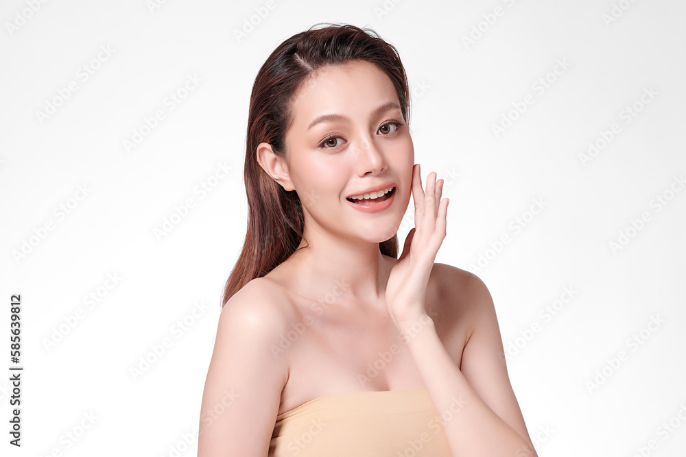 Beautiful young asian woman with clean fresh skin on white background, Face care, Facial treatment, Cosmetology, beauty and spa, Asian women portrait. Beautiful young asian woman with clean fresh skin on white background, Face care, Facial treatment, Cosmetology, beauty and spa, Asian women portrait.