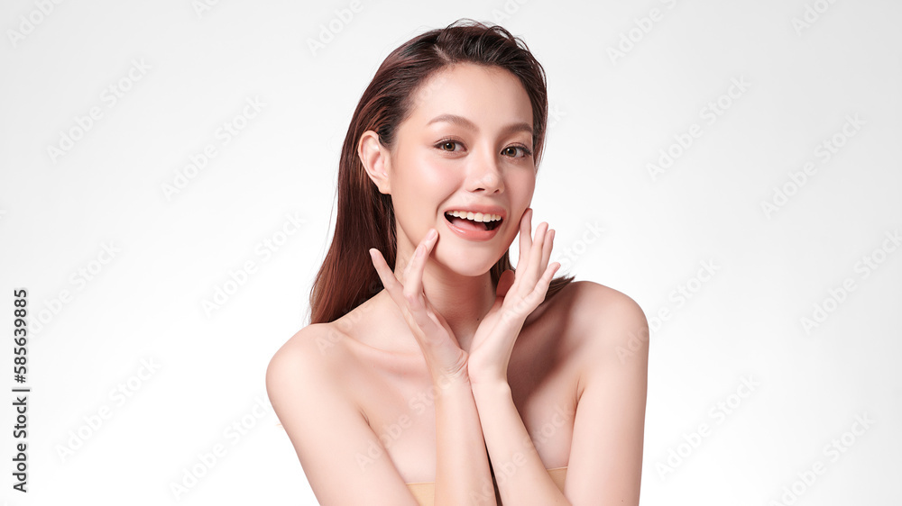 Beautiful young asian woman with clean fresh skin on white background, Face care, Facial treatment, Cosmetology, beauty and spa, Asian women portrait. Beautiful young asian woman with clean fresh skin on white background, Face care, Facial treatment, Cosmetology, beauty and spa, Asian women portrait.