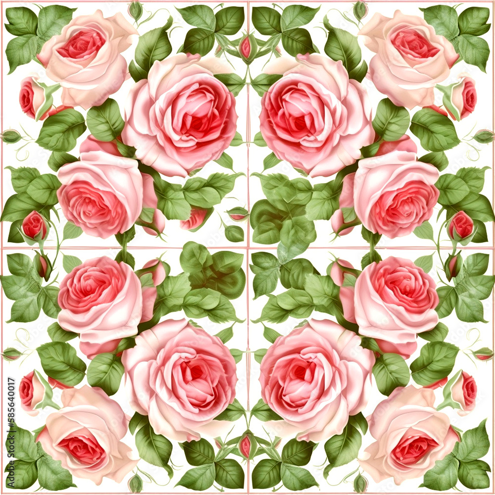 tiles, pattern, floral, rose flower