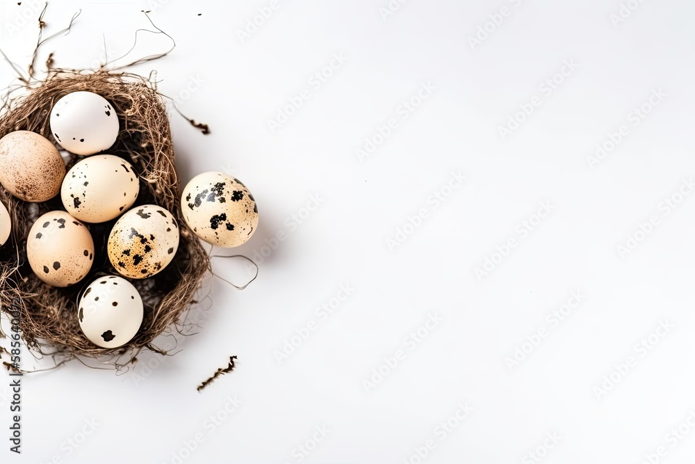 quail eggs in a nest , ai generated